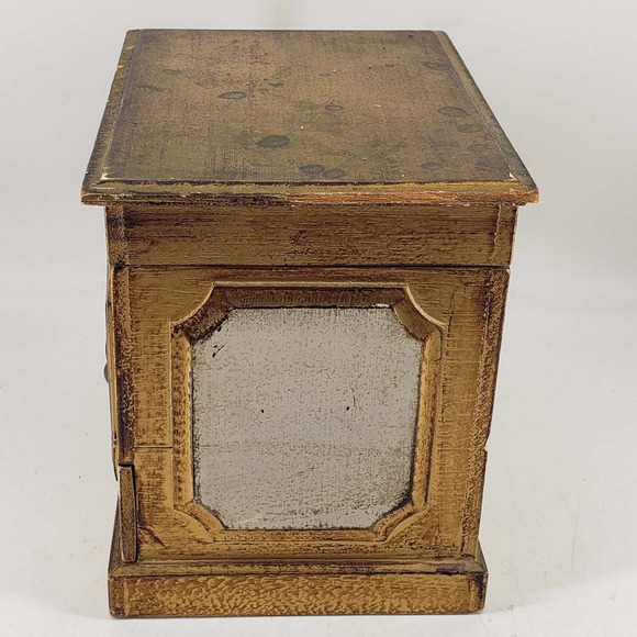 Vintage hand painted tole style wood gold jewelry music box - Picture 2 of 7